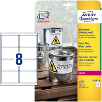 Avery etichette in poliestere bianco Materiale di consumo Informatica