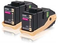 Epson al-c9300n double pack toner cartridge magenta 7.5kx2 c13s050607 Materiale di consumo Informatica