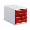 Fellowes leonardi modula cassettiera 4cassetti big red tr trasparente MODULA Accessori scrivania e ambiente Ufficio cancelleria