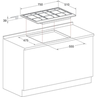 Hotpoint cot pcn 750 t piano bi 75cm gas 5fuochi smalt Incasso Elettrodomestici