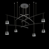 Ideal lux fish sp6 nero lampada a sospensione d 1600 x h min 580 / max 2530 mm Luci & illuminazione Casa & cucina