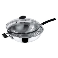 Lagostina wok lagostina 012895042030 tempra con coperchio acciaio lucido Casalinghi cucina Casa & cucina