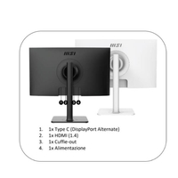 Msi mon 23, 8ips hdmi bianco mm pivot msi md241p usb c 5ms white vesa 75 Modern MD241PW Monitor Informatica