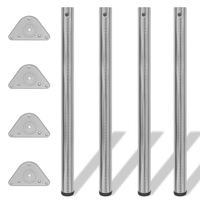 Vidaxl 242146 4 height adjustable table legs brushed nickel 870 mm