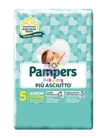 PAMPERS BABY DRY PANNOLINI DOWNCOUNT JUNIOR 16 PEZZI
