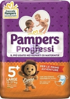 PAMPERS PROGRESSI LARGE PANNOLINO 5+ 13-27KG 19 PEZZI