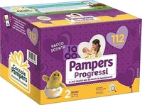 PANNOLINI QUADRIPACK PAMPERS PROGRESSI MINI 112 PEZZI