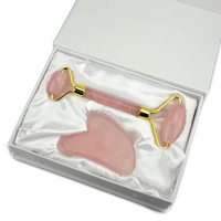 Essential Set Rullo Massaggio con Gua-sha Quarzo Rosa