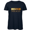 T-Shirt Donna Blu Navy con Girocollo "Expect Miracles" Oro Taglia S