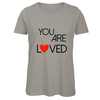 T-Shirt Donna Grigia con Girocollo "You Are Loved" Taglia M