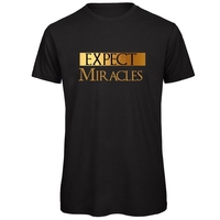 T-Shirt Uomo Nera con Girocollo "Expect Miracles Oro" Taglia XL