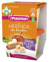 Plasmon La merenda dei bambini banana mela biscotto miele 2 vasetti da 120g