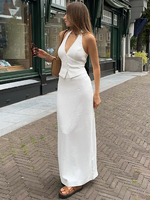 Abbigliamento da donna Gonna Set Bianco Casual Bottoni Street Wear Poliestere