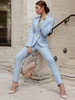 Abiti a due pezzi Baby Blue Tinta unita Capispalla doppio petto Set da ufficio Giacca classica Giacca slim Fit Pantaloni Primavera Autunno Outfit per le donne