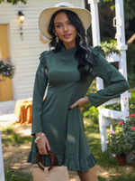 Abiti a trapezio Abito a tubino verde casual con collo alto a maniche lunghe