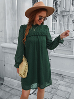 Abiti a trapezio Abito a tubino verde casual con collo gioiello a maniche lunghe