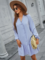 Abiti a trapezio Abito a tunica da donna moderno in poliestere con scollo a V celeste