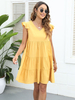 Abiti a trapezio Abito a tunica gialla con scollo a V sexy senza maniche