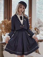 Abiti accademici Lolita Accessorio per cappello a maniche lunghe con catene a strisce blu scuro