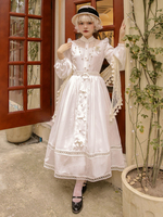 Abiti accademici Lolita Top in pizzo bianco con balze in pizzo a maniche lunghe