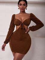 Abiti aderente Abito a maniche lunghe a maniche lunghe con scollo a V