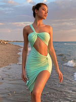 Abiti aderenti Abito a tubino senza maniche senza maniche con scollo progettato verde