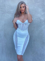 Abiti aderenti Abito a tubino senza maniche sexy con bretelle bianche