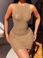 Abiti aderenti Abito a tubino senza maniche sexy giallo