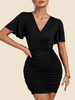 Abiti aderenti Abito a tubino sexy a maniche corte con scollo a V nero
