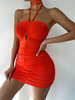 Abiti aderenti Abito a tubino sexy senza maniche con cinturini rossi