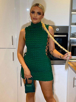 Abiti aderenti Abito tubino attillato con coulisse sexy verde senza maniche con lacci