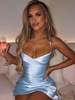 Abiti aderenti Abito tubino sexy senza maniche blu