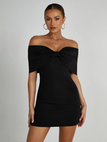 Abiti aderenti Mini abiti da festa pieghevoli senza schienale in nero