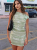 Abiti aderenti verde sfumato collo asimmetrico paillettes asimmetrico sexy senza maniche abito a tubino