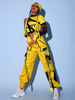 Abiti da ballo jazz da donna guanti 3 pezzi abiti gialli costumi hip hop