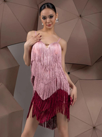 Abiti da ballo latino Abito in poliestere da donna rosa Abbigliamento da ballo latino sexy