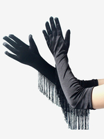 Abiti da ballo latino Accessorio con frange nere Guanti sexy Costume da ballo