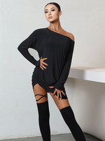 Abiti da ballo latino Vestito nero in lycra spandex Costume da ballo latino