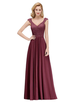 Abiti da damigella in pizzo con scollo a V manica corta lunghezza del pavimento abito da festa di nozze