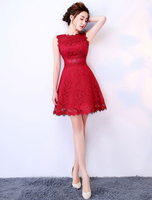 Abiti da festa 2022 di laurea bordeaux in pizzo abito da ballo corto senza maniche mini abito da sera carino