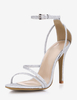 Argento Prom Heels Glitter Strappy Sandali Scarpe da sposa