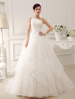 Avorio con strass One-spalla in Raso Tulle Abito da sposa Milanoo