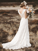 Avorio di pizzo Due pezzi Mit Schleppe semplice