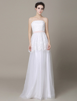 Avorio nozze abito senza spalline Sash Backless Tulle Abito da sposa Milanoo