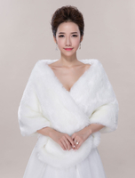 Avorio Sposa Coprispalle Pelliccia senza maniche aperto anteriore scialle da sposa