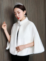 Avvolgi nuziali Collo senza maniche rosso Collo Bottoni in pelliccia sintetica Coprispalle da sposa