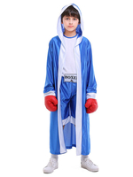 Bambini Boxer Costumi Blu Pantaloncini Blu Bianco Blouse Bianco Soprabito in fibra di poliestere Bambini Bambini Costumi di Halloween Insieme completo