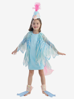 Bambini Costumi da pavone Halloween Carnevale Vestito e copricapo da animale azzurro cielo