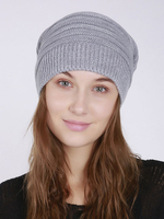 Berretti da donna Pratici cappelli grigi convertibili in fibra acrilica pieghettati