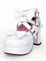 Bianco Bows Lolita scarpe per le donne